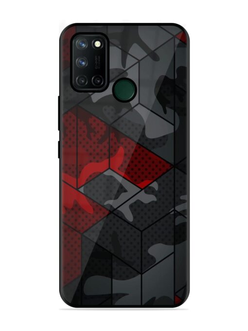 Red And Grey Pattern Glossy Metal Phone Cover for Realme 7I Zapvi