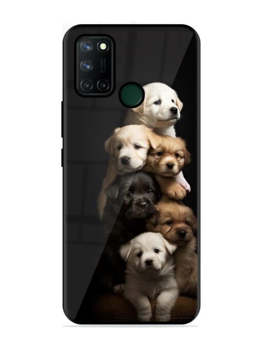 Cute Baby Dogs Glossy Metal Phone Cover for Realme 7I Zapvi