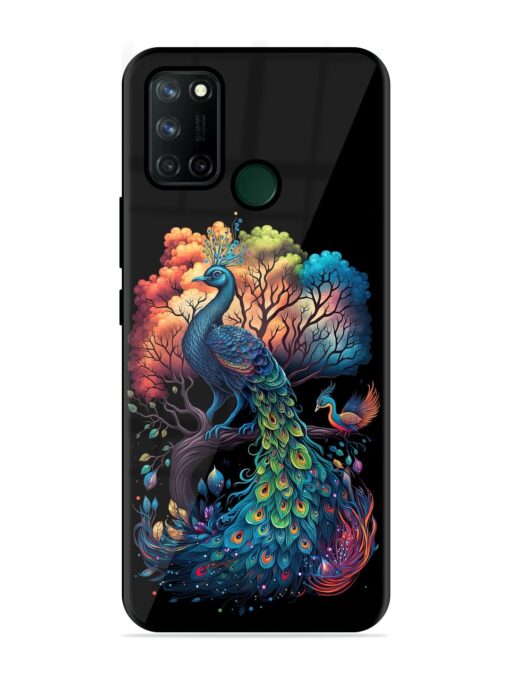 Peacock Tree Art Glossy Metal Phone Cover for Realme 7I Zapvi