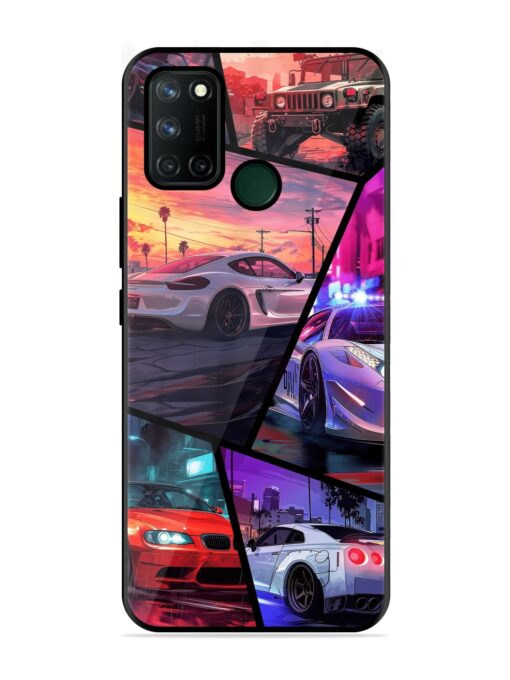 Ride In Pixels Glossy Metal Phone Cover for Realme 7I Zapvi