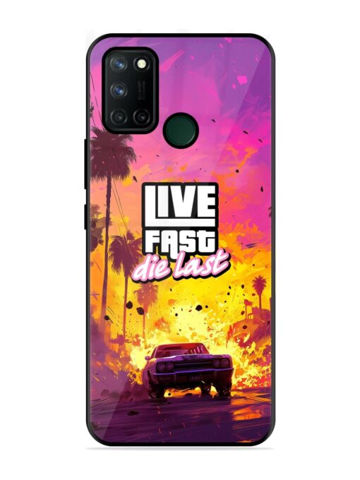 Live Fast Glossy Metal Phone Cover for Realme 7I Zapvi