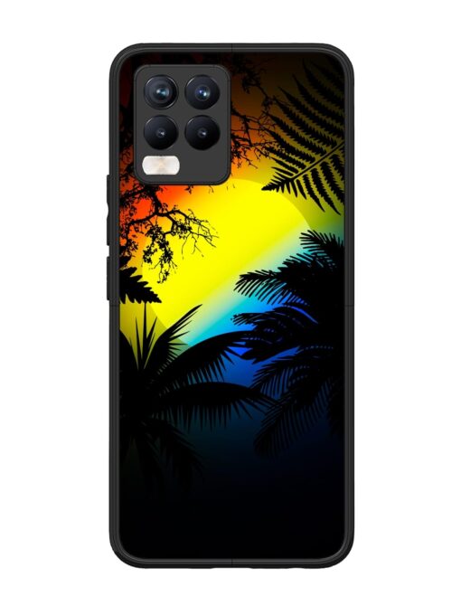 Colorful Sunset With Palm Trees Glossy Metal Phone Cover for Realme 8 Pro Zapvi