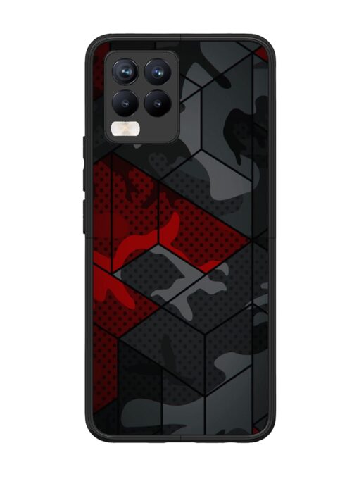 Red And Grey Pattern Glossy Metal Phone Cover for Realme 8 Pro Zapvi