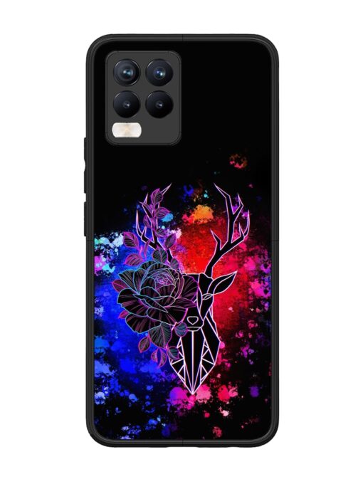 Floral Deer Art Glossy Metal Phone Cover for Realme 8 Pro Zapvi