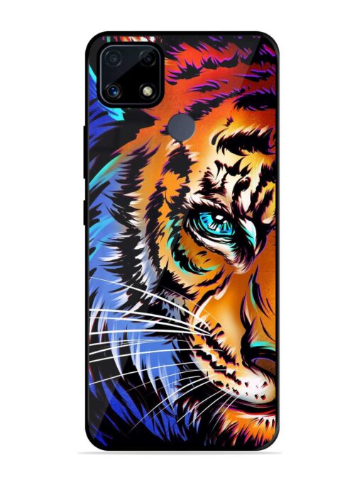 Colorful Lion Art Glossy Metal Phone Cover for Realme C25S Zapvi