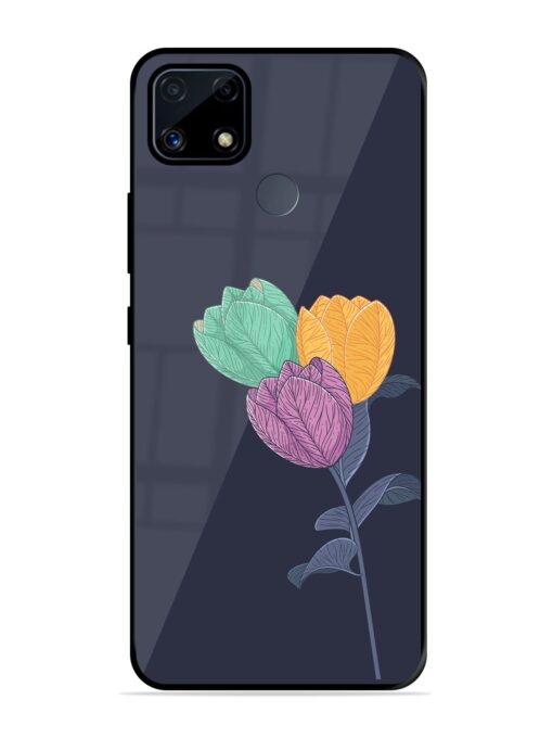 Flower Vector Glossy Metal Phone Cover for Realme C25S Zapvi