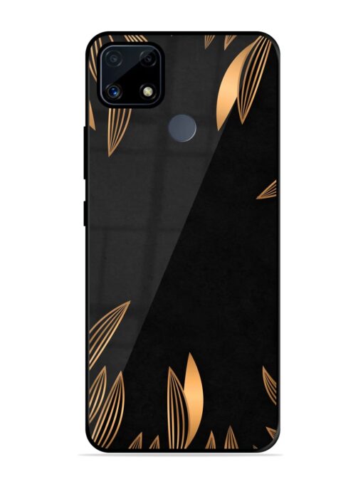 Golden Leaf Pattern Glossy Metal Phone Cover for Realme C25S Zapvi