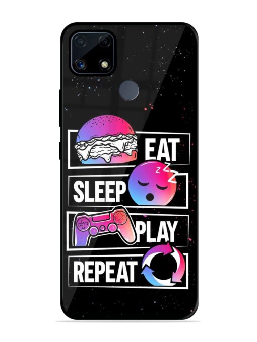 Eat Sleep Play Repeat Glossy Metal Phone Cover for Realme C25S Zapvi