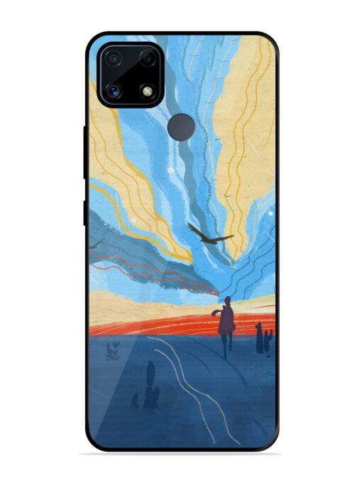 Minimal Abstract Landscape Glossy Metal Phone Cover for Realme C25S Zapvi