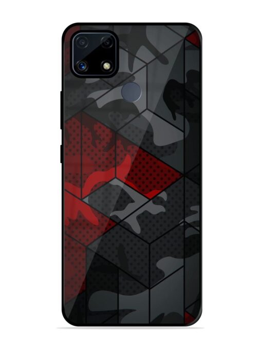 Red And Grey Pattern Glossy Metal Phone Cover for Realme C25S Zapvi