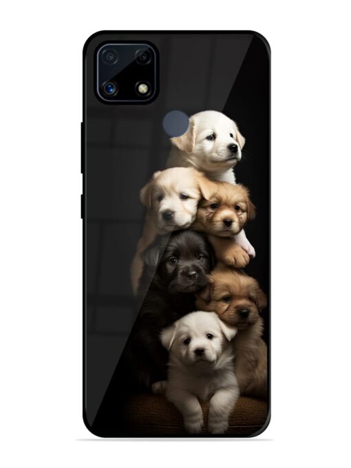 Cute Baby Dogs Glossy Metal Phone Cover for Realme C25S Zapvi