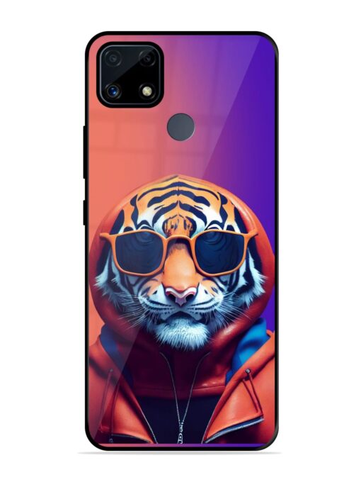 Tiger Animation Glossy Metal Phone Cover for Realme C25S Zapvi