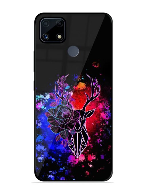 Floral Deer Art Glossy Metal Phone Cover for Realme C25S Zapvi