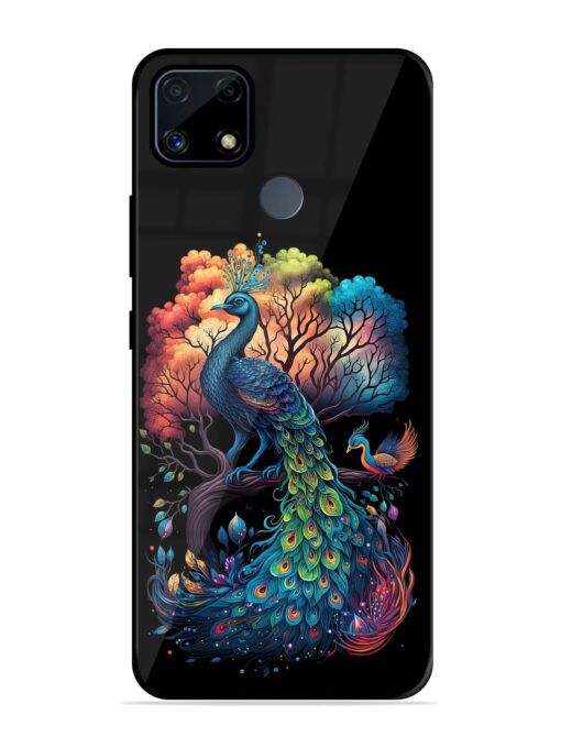 Peacock Tree Art Glossy Metal Phone Cover for Realme C25S Zapvi