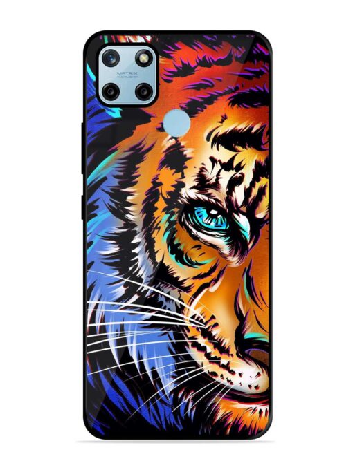 Colorful Lion Art Glossy Metal Phone Cover for Realme C25Y Zapvi