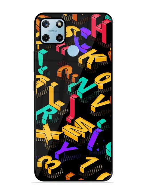 Seamless Pattern With Letters Glossy Metal Phone Cover for Realme C25Y Zapvi