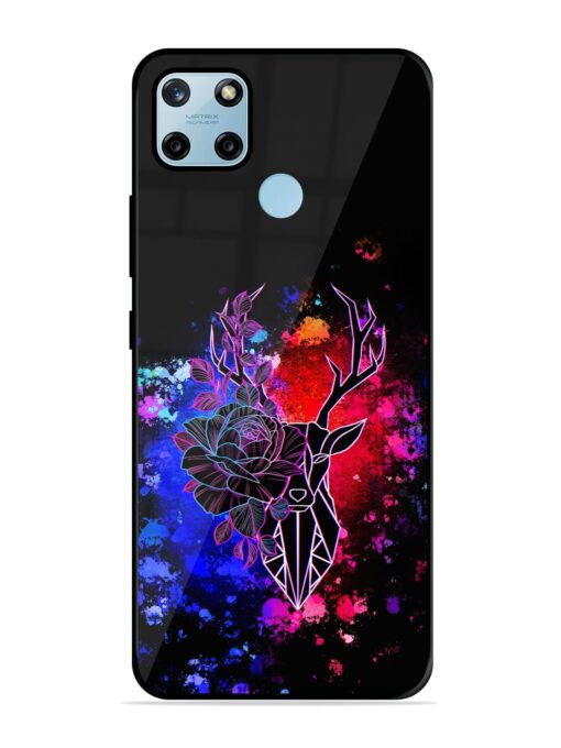 Floral Deer Art Glossy Metal Phone Cover for Realme C25Y Zapvi