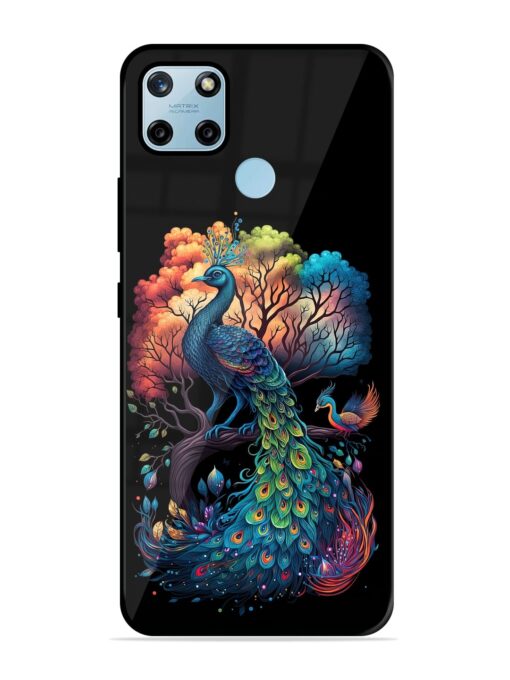 Peacock Tree Art Glossy Metal Phone Cover for Realme C25Y Zapvi