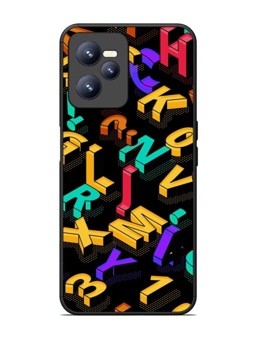 Seamless Pattern With Letters Glossy Metal Phone Cover for Realme C35 Zapvi