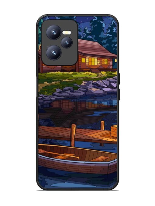 Village Night Scene Glossy Metal Phone Cover for Realme C35 Zapvi