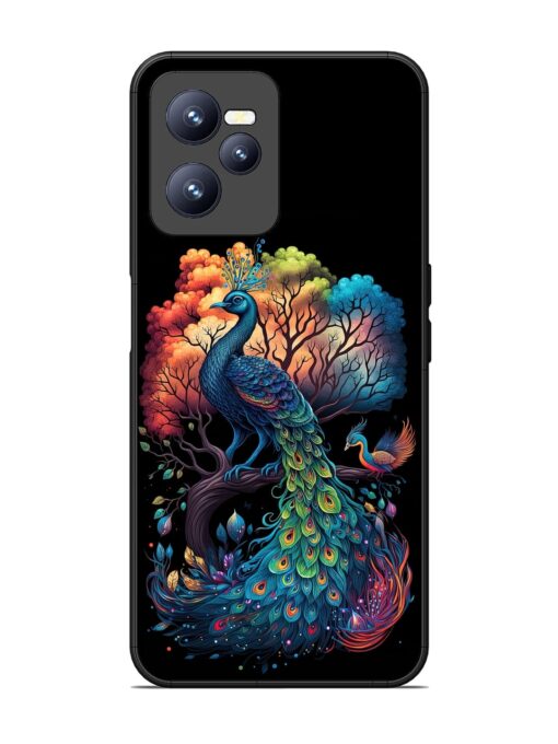 Peacock Tree Art Glossy Metal Phone Cover for Realme C35 Zapvi