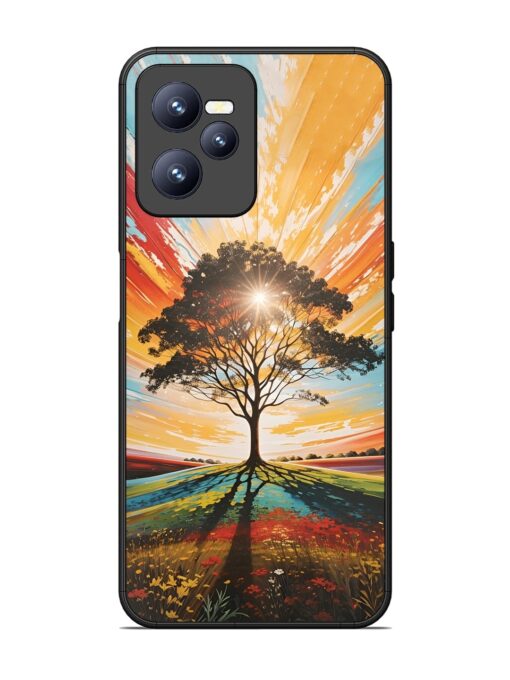 Abstract Tree Colorful Art Glossy Metal Phone Cover for Realme C35 Zapvi