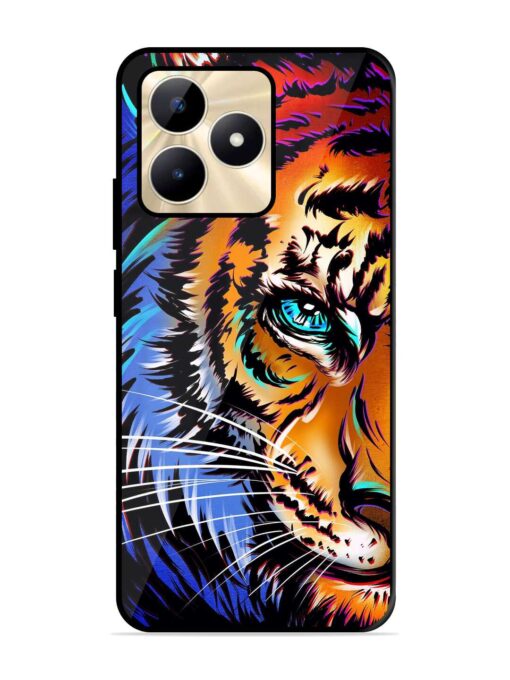 Colorful Lion Art Glossy Metal Phone Cover for Realme C51 Zapvi