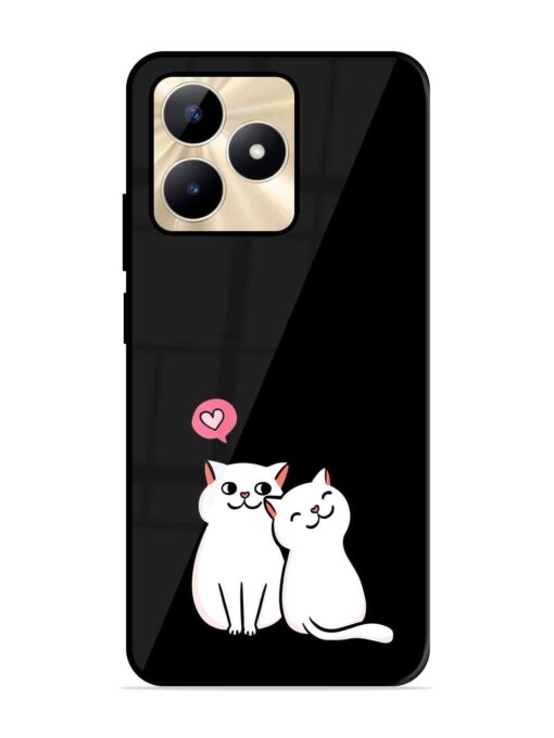 Cat Love Glossy Metal Phone Cover for Realme C51 Zapvi