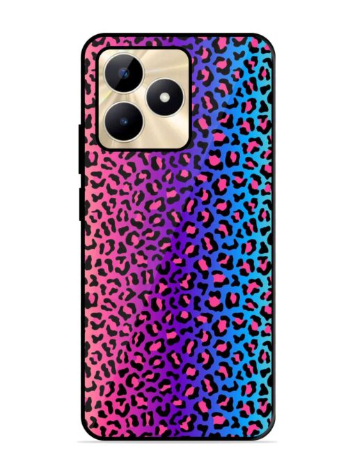 Colorful Leopard Seamless Glossy Metal Phone Cover for Realme C51 Zapvi