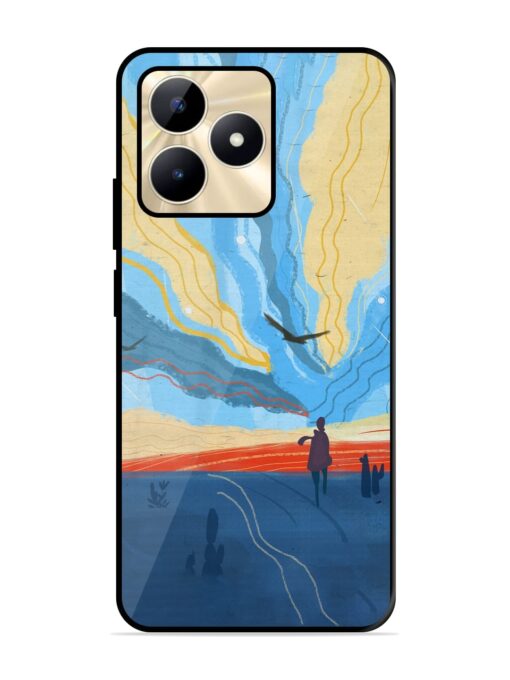 Minimal Abstract Landscape Glossy Metal Phone Cover for Realme C51 Zapvi