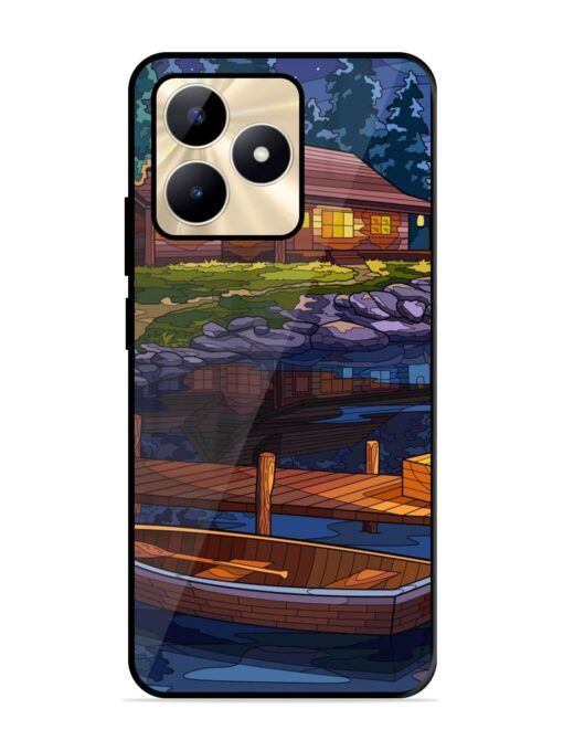 Village Night Scene Glossy Metal Phone Cover for Realme C51 Zapvi