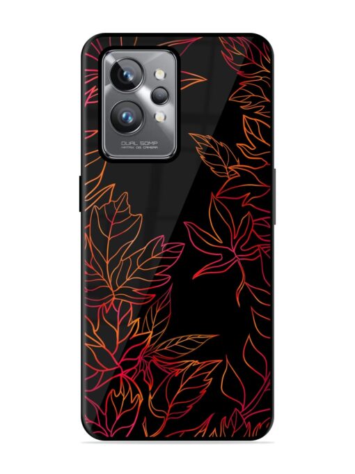 Red Floral Pattern Glossy Metal Phone Cover for Realme Gt 2 Pro Zapvi