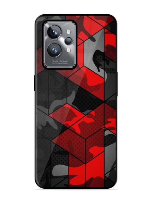 Royal Red Camouflage Pattern Glossy Metal Phone Cover for Realme Gt 2 Pro Zapvi