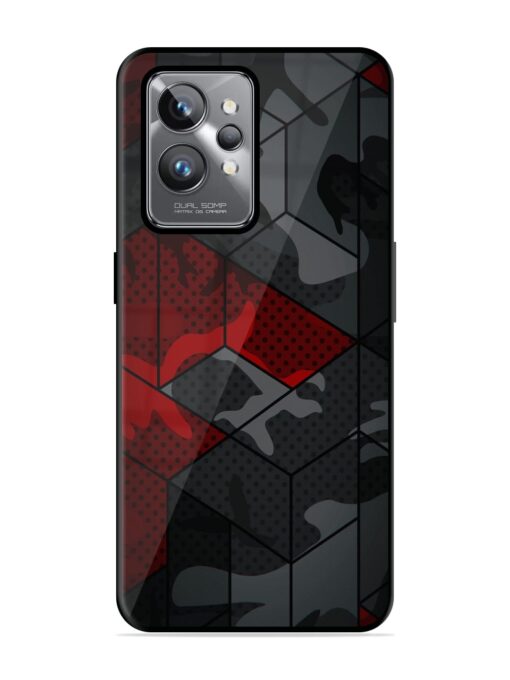 Red And Grey Pattern Glossy Metal Phone Cover for Realme Gt 2 Pro Zapvi