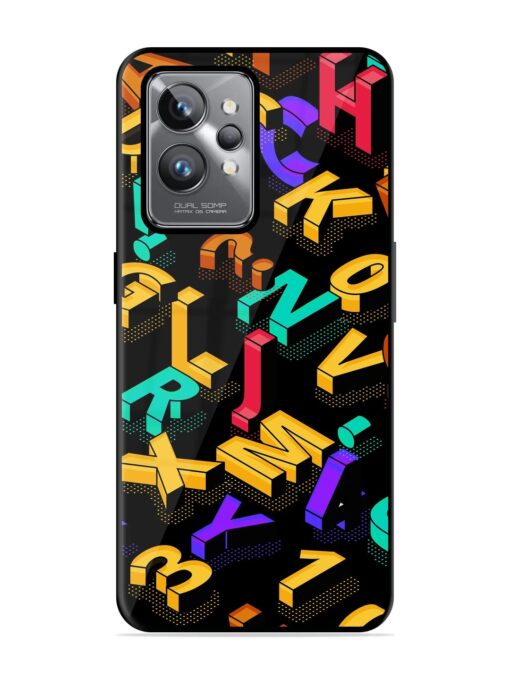 Seamless Pattern With Letters Glossy Metal Phone Cover for Realme Gt 2 Pro Zapvi