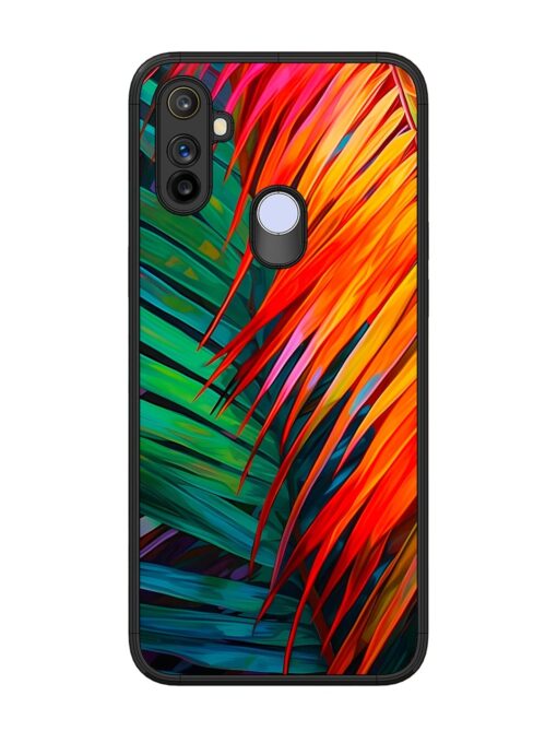 Painted Tropical Leaves Glossy Metal Phone Cover for Realme Narzo 20A Zapvi