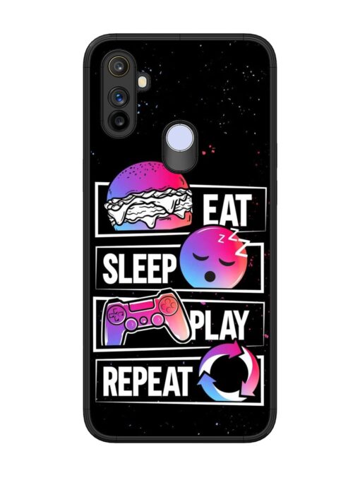 Eat Sleep Play Repeat Glossy Metal Phone Cover for Realme Narzo 20A Zapvi