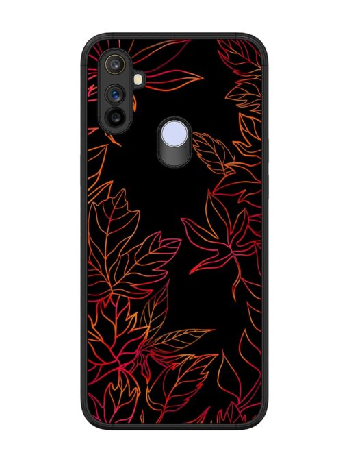 Red Floral Pattern Glossy Metal Phone Cover for Realme Narzo 20A Zapvi