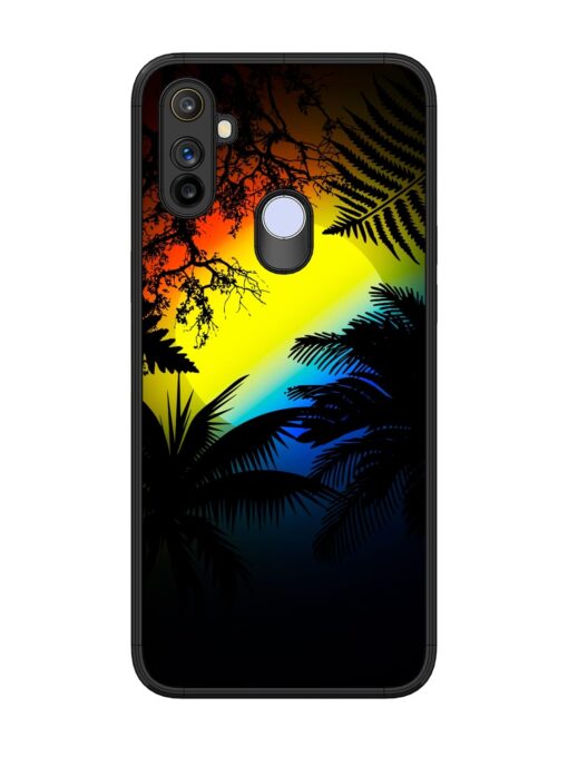 Colorful Sunset With Palm Trees Glossy Metal Phone Cover for Realme Narzo 20A Zapvi