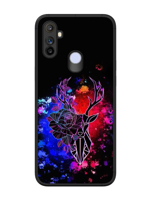 Floral Deer Art Glossy Metal Phone Cover for Realme Narzo 20A Zapvi