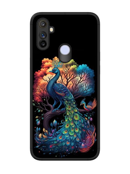 Peacock Tree Art Glossy Metal Phone Cover for Realme Narzo 20A Zapvi