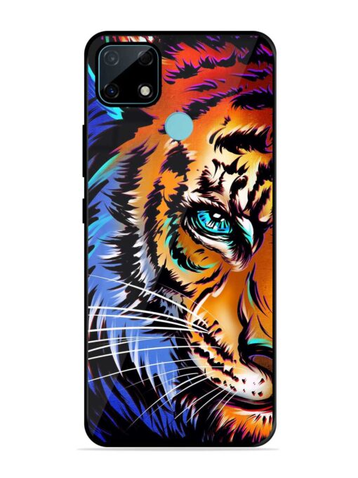 Colorful Lion Art Glossy Metal Phone Cover for Realme Narzo 30A Zapvi