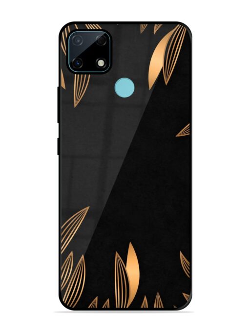 Golden Leaf Pattern Glossy Metal Phone Cover for Realme Narzo 30A Zapvi