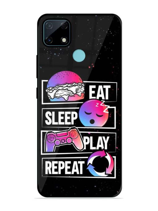 Eat Sleep Play Repeat Glossy Metal Phone Cover for Realme Narzo 30A Zapvi