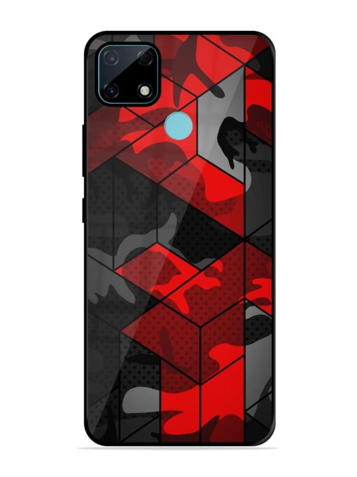 Royal Red Camouflage Pattern Glossy Metal Phone Cover for Realme Narzo 30A Zapvi