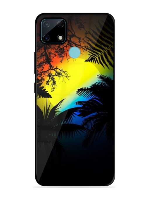 Colorful Sunset With Palm Trees Glossy Metal Phone Cover for Realme Narzo 30A Zapvi