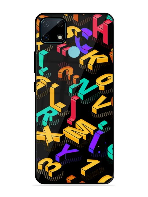 Seamless Pattern With Letters Glossy Metal Phone Cover for Realme Narzo 30A Zapvi