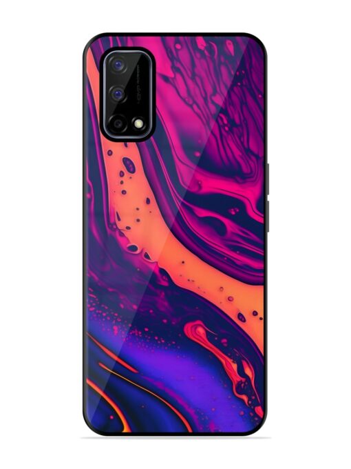 Fluid Blue Pink Art Glossy Metal Phone Cover for Realme Narzo 30 Pro (5G) Zapvi