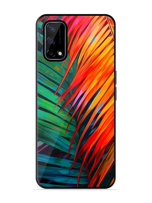 Painted Tropical Leaves Glossy Metal Phone Cover for Realme Narzo 30 Pro (5G) Zapvi