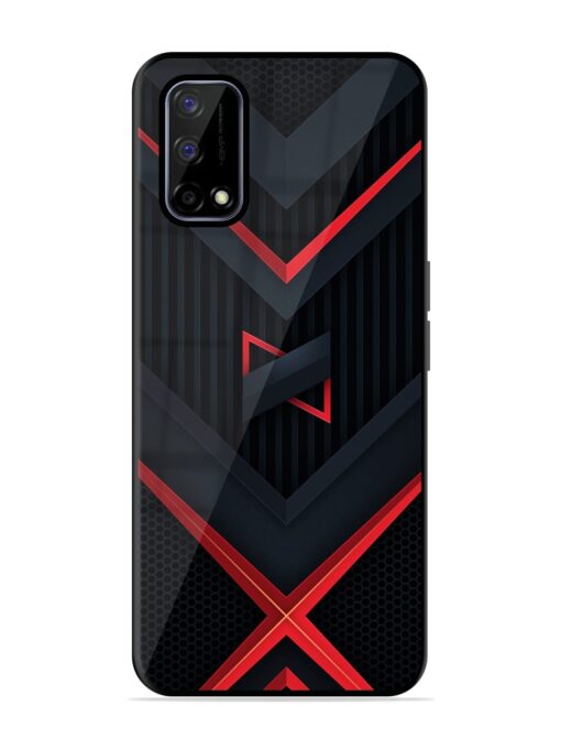 Red Gray Abstract Glossy Metal Phone Cover for Realme Narzo 30 Pro (5G) Zapvi